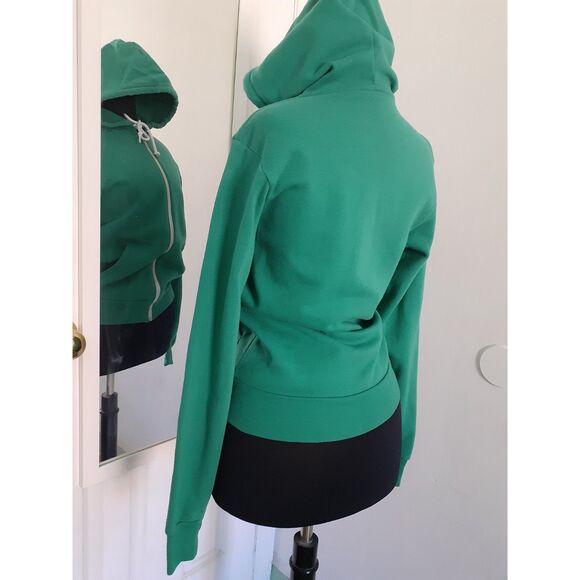 Canvas Womens Solid Green Fleece Full Zip Drawstring Sweatshirt Hoodie XS - Picture 3 of 12